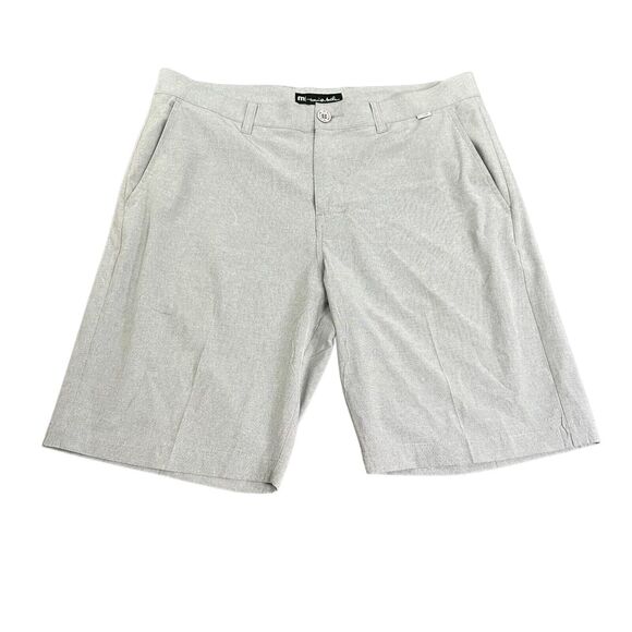 Travis Mathew Shorts Mens Size 34 Navy Check Flat Front Casual Walking Chino - Picture 1 of 7